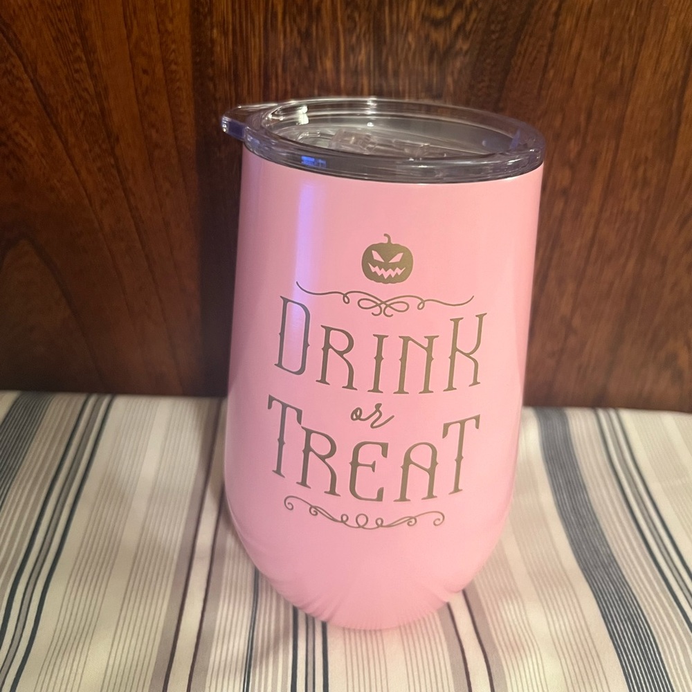 Zinny Double Walled Stainless Steel 16 oz. Goblet, “Drink or Treat”, new w/tag